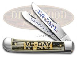 Case xx World War II VE-Day Trapper Knife Natural Bone Stainless Pocket 11951