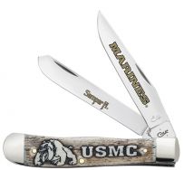 Case xx U.S. Marines USMC Devil Dogs Trapper Knife Display Set 1/250 13185