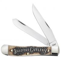 Case xx Trapper Knife Bradford Cutlery Embossed Natural Bone Stainless 16006