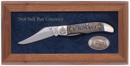 Case xx U.S. Navy Folding Hunter Knife Display Set Navy Blue Bone 1/250 17703