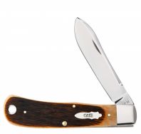 Case xx Barehead Backpocket Knife Sawcut Jigged Amber Bone Stainless 17892