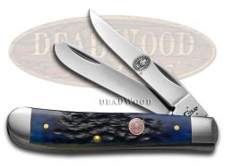Case xx Boy Scouts Mini Trapper Knife Eagle Scout Jigged Navy Blue Bone 18044