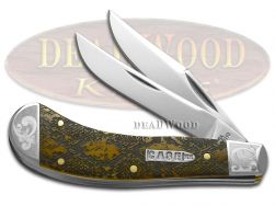 Case xx Saddlehorn Knife Diamondback Rattlesnake Antique Bone Scrolled 1/200