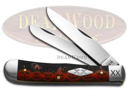 Case xx Happy Halloween Trapper 1/500 Dark Red Bone Stainless Pocket Knife