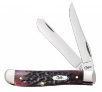 Case xx Knives Mini Trapper Jigged Crimson Bone Stainless 27381 Pocket Knife