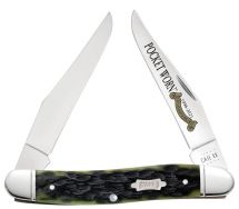 Case xx Pocket Worn 25th Anniversary Muskrat Knife Jigged Olive Green Bone 38195