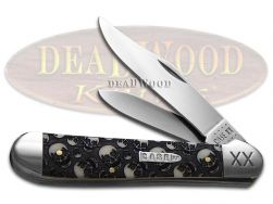 Case xx Copperhead Skulls Etched Natural Bone 1/500 Stainless Pocket Knife