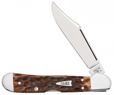 Case xx Peach Seed Brown Bone Mini Copperlock Stainless 42655 Pocket Knife