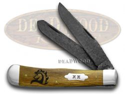 Case xx Yellowhorse Trapper Knife Logo Etched Oak Wood 1/10 Native Steel Pocket