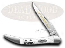 Case xx World's Greatest Father Toothpick Knife White Pearl Corelon Dad Pocket