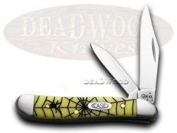 Case xx Peanut Knife Spider Web Yellow Delrin 1/1000 Stainless Pocket Knives