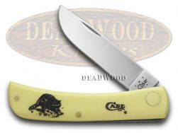 Case xx Sod Buster Jr. Knife Raccoon Yellow Delrin Stainless Pocket Knives