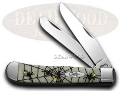 Case xx Trapper Knife Woodland Spiders Natural Bone 1/500 Stainless Pocket