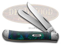 Case xx Knives Mini Trapper Aquarius Corelon Engraved Bolster Stainless 9207AQ/E