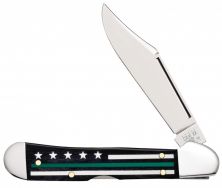 Case xx Mini Copperlock Knife Black Bone Green Stripes of Service 09577 Pocket