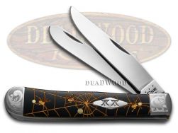 Case xx Trapper Knife Scrolled Golden Woodland Spider Black Delrin 1/500 Pocket