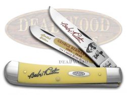 Case xx Knives Babe Ruth Trapper Yellow Delrin Stainless Pocket Knife CAT-17Y