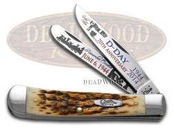 Case xx Knives D-Day WWII Trapper Amber Bone 70th Anniv Stainless CAT-DDAY70