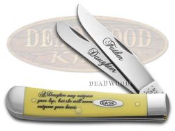 Case xx Father Daughter Trapper Knife Yellow Delrin Stainless Pocket CAT-FD/Y