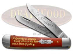 Case xx Grandfather Granddaughter Trapper Knife Red Bone Stainless Pocket Knives
