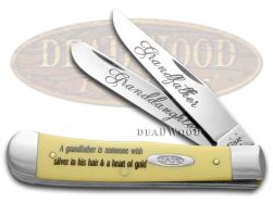 Case xx Grandfather Granddaughter Trapper Knife Yellow Delrin Stainless Pocket