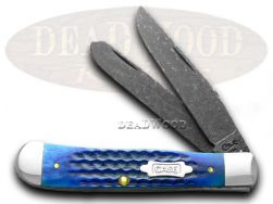 Case xx Yellowhorse Trapper Knife Jigged Blue Bone Native Steel Pocket Knives