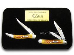 Case xx Father Son Peanut & Toothpick Knife Set Harvest Orange Bone 1/2500