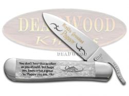 Case xx World's Greatest Papaw Russlock Knife White Pearl Corelon Stainless