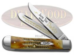 Case xx Trapper Knife Love You Daddy 6.5 Bone Stag 1/500 Stainless Pocket