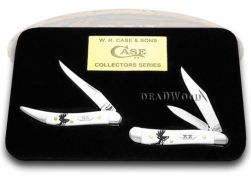 Case xx Peanut Toothpick Knife Set Deer Scene White Delrin 1/500 Stainless