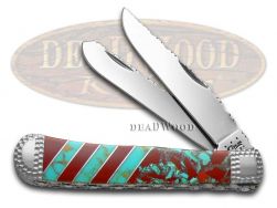 Case xx Painted Pony Trapper Knife Blue & Red Turquoise 1/50 Stainless Pocket