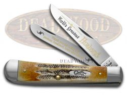 Case xx Trapper Knife World's Greatest Husband 6.5 Bone Stag 1/999 Stainless