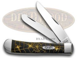 Case xx Trapper Knife Gold Woodland Spiders Black Pearl Corelon 1/500 Stainless