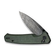 CIVIVI Altus Button Lock C20076-DS1 Knife Damascus Steel & Green Micarta