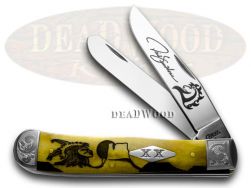 Case xx Yellowhorse Trapper Knife Scrolled Early Morning Singer Antique 1/500
