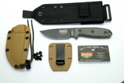 ESEE 3P-MB Black Full-Tang Fixed Blade Knife Micarta w/ Brown MOLLE Sheath