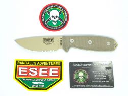 ESEE 3S-KO-DT Fixed Knife Desert Tan Carbon Steel & Natural Micarta w/o Sheath