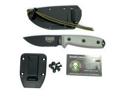 ESEE 3SM-B Fixed Blade Knife Serrated Black 1095 Carbon Steel & Gray G10