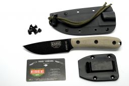 ESEE 4HM-K Black Full-Tang Fixed Blade Knife Micarta w/ Black Kydex Sheath