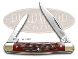 Hen & Rooster Pen Knife Red Pick Bone Handle Stainless Pocket Knives 302-RPB