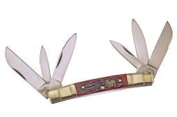 Hen & Rooster Congress Knife 6-Blade Red Pick Bone Stainless Pocket 345-RPB