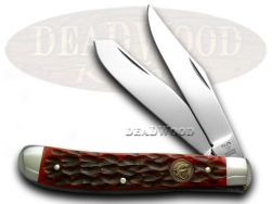 Hen & Rooster Medium Trapper Knife Red Pick Bone Stainless Pocket 412-RPB