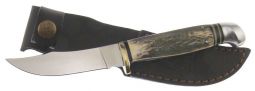 Hen & Rooster Fixed Blade Hunter Knife Genuine Deer Stag Handle Stainless 5048