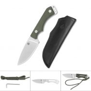 QSP Knives Workaholic Fixed Blade 124-D Knife N690 Stainless & Green Micarta