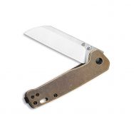 QSP Knives Penguin Liner Lock 130-F Knife D2 Semi-Stainless & Stonewashed Brass