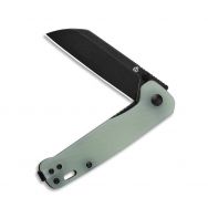 QSP Knives Penguin Liner Lock 130-W Knife Black D2 Steel & Stonewashed Jade G10