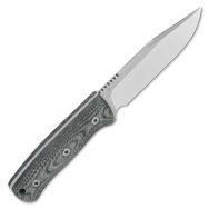 QSP Knives Bison Fixed Blade 134-B Knife D2 Semi-Stainless Steel & Denim Micarta