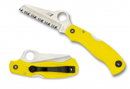 Spyderco Saver Salt Series Lockback Knife Yellow FRN H-1 Stainless C118SYL