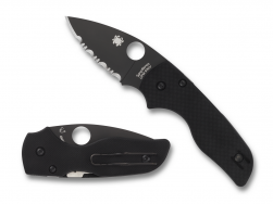 Spyderco Knives Lil Native Compression Lock Black G-10 Serrated S30V C230GSBBK