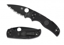Spyderco Knives Native 5 Lockback Black FRN Serrated S30V DLC Stainless C41SBBK5